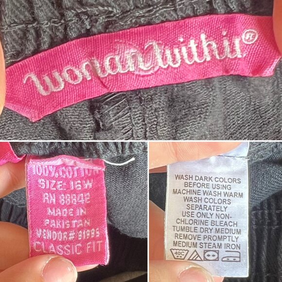 Woman Within Classic Fit Black Jeans Size 16W Pull On Cotton Pants - Picture 4 of 7